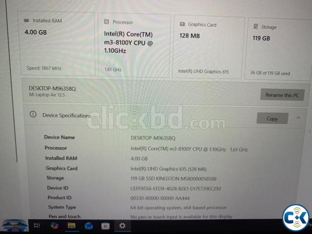Mi Laptop Air 12.5 Core m3 4GB 128GB SSD price in Bangladesh | ClickBD image 3