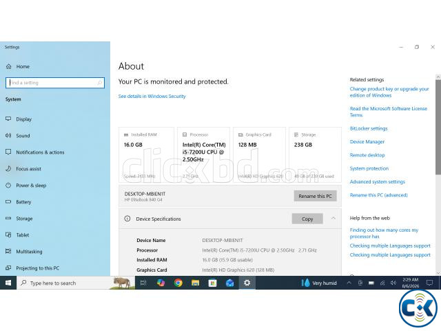 বিক্রির জন্য ল্যাপটপ HP EliteBook 840 G4 টচস্ক্রিন | ClickBD image 2