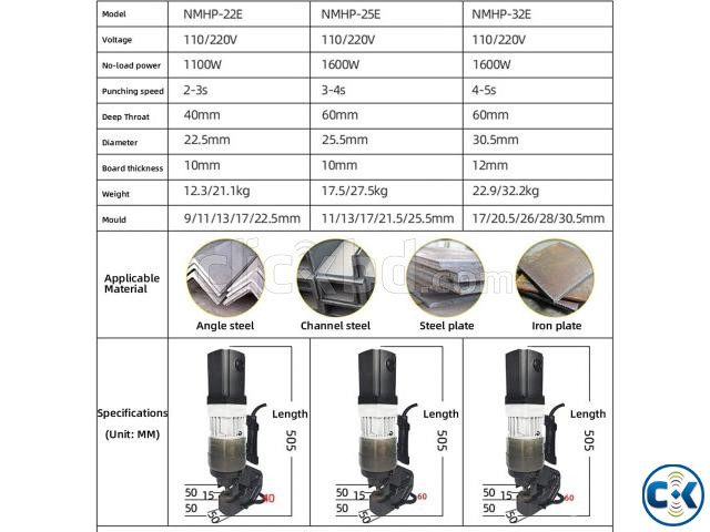 Portable Hydraulic Electric Plate Punching Machine Max 12mm | ClickBD image 4