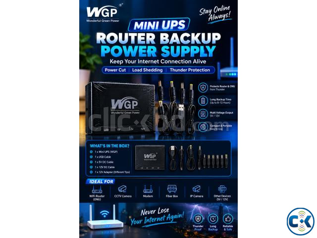 WGP Mini UPS Router Backup 5V 12V USB DC Output | ClickBD image 3