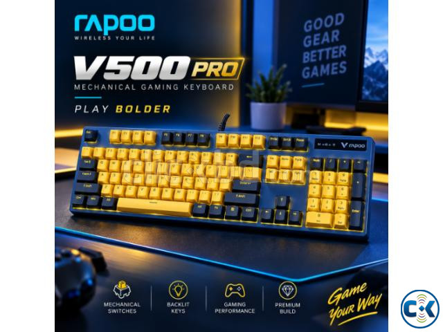 Rapoo V500 Pro Yellow-Blue Mechanical Gaming Keyboard | ClickBD image 2