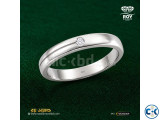 Solitaire Diamond Silver Bands Ring 0.02ct 18K Gold