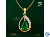 Pear Emerald Teardrop Pendant 0.05ct Diamond ROY DIAMOND