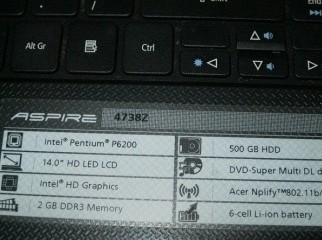 ACER-4738z.2.13 GHZ.HDD-500 GB RAM-2 GB AGP-1 GB
