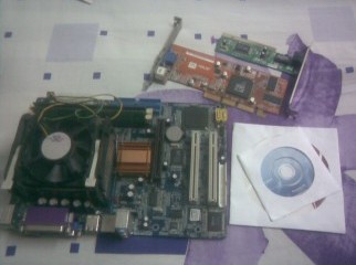 mainboard with ram agp processor lan card
