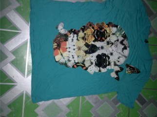 H M Branded Printed T-shirt Main label and Care Label cut