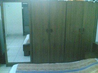 3 Part wardrobe with full- length mirror 100 teak
