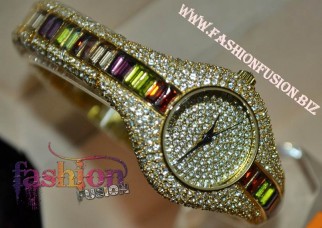 ladies jewelry wedding watch Italian diamond cut with box