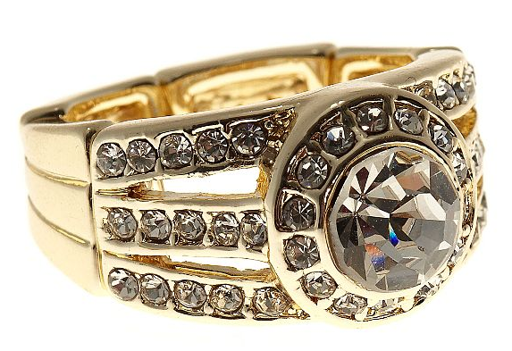 Gold Elasticated Diamant Stone Ring large image 0