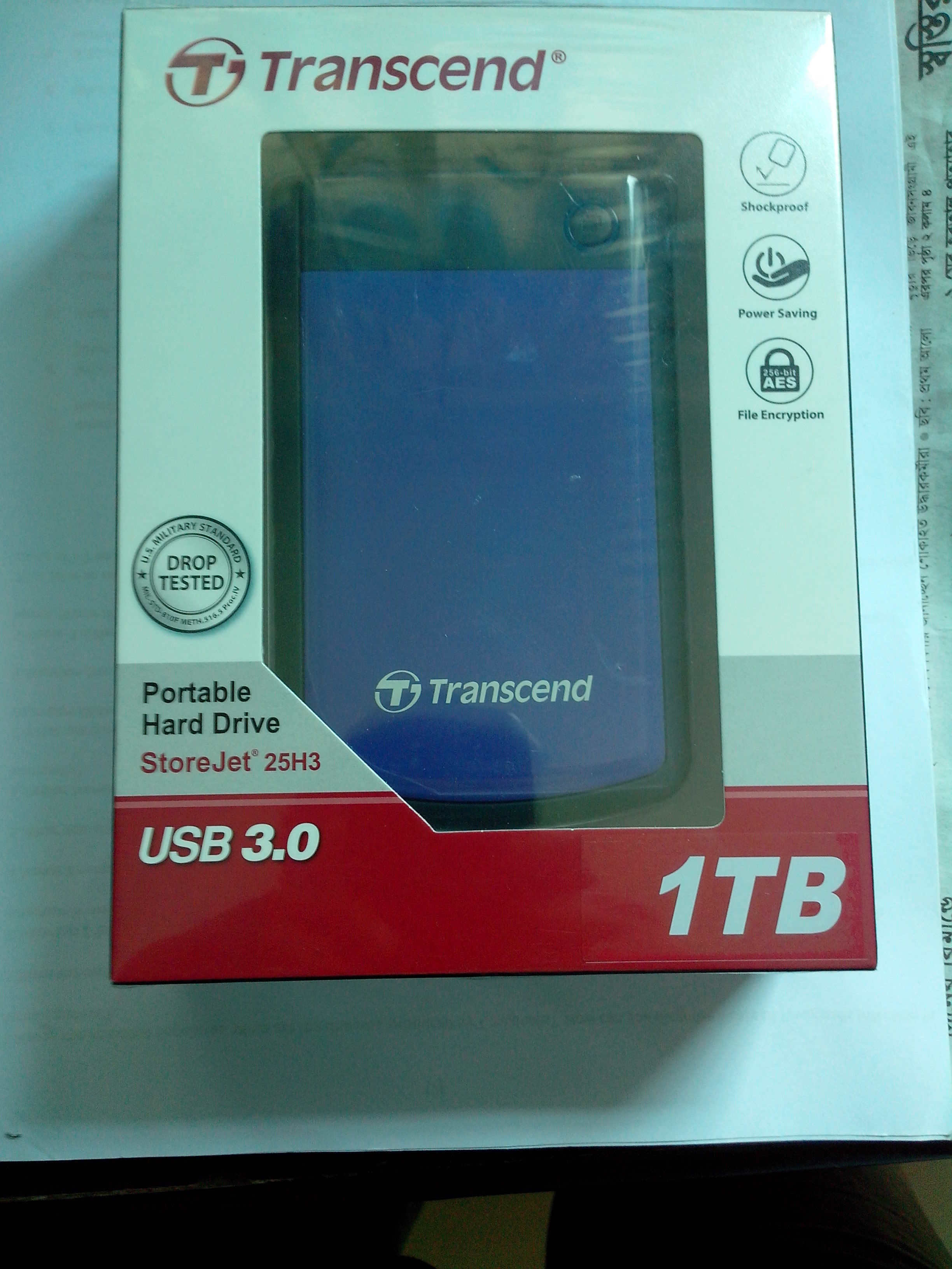 Transcend USB 3 1TB Portable HD 3 years warranty 20days use  large image 0