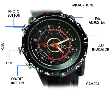 Waterproof 8GB Spy Hidden HD Camera Recorder Watch DVR large image 0