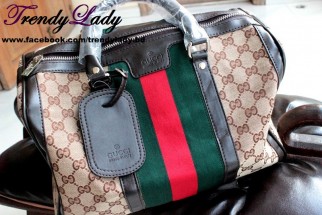 Gucci Vintage Web Medium Boston Bag