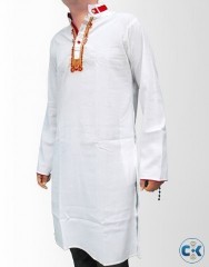 Men s White Neck Design Panjabi