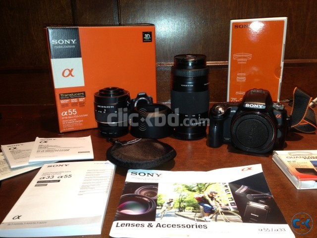 Sony alpha SLT-A55 16.2 MP Digital SLR Camera - Two Lens large image 0