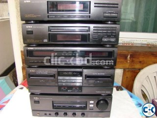 AIWA 5 PICE STERIO FULL SETUP WITH ANALYZER JAPAN FULL FRESH