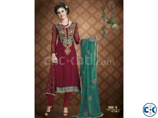 Bela Red Sipphon Green Georgette Designer Dress large image 0