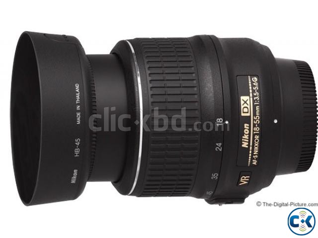 AF S DX NIKKOR 18 55mm f 3.5 to 5. 6G VR with hood large image 0