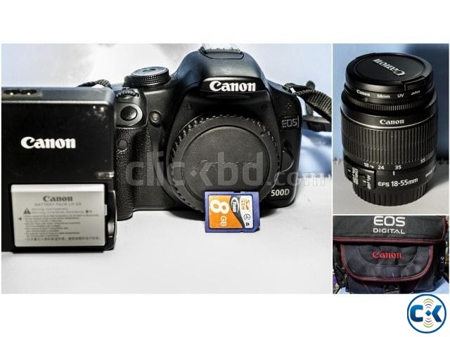 canon 500D with 18-55mm and bag low price large image 0