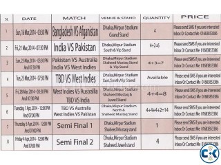 World Cup t20 Ticket Available