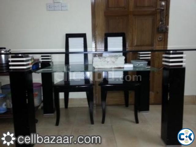 Glass top dining table with chair large image 0
