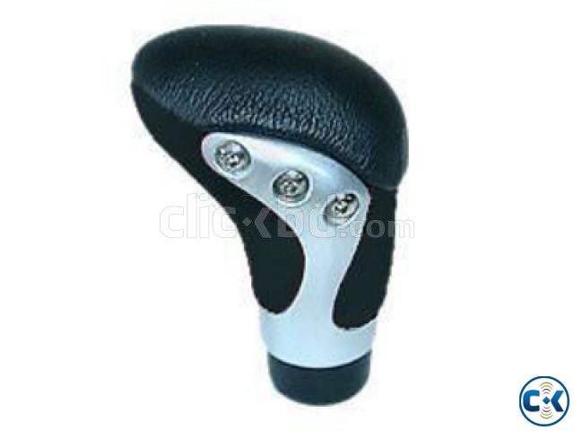 Black silver leather knob large image 0