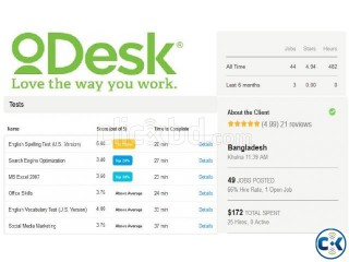 Odesk account with positive review and client account