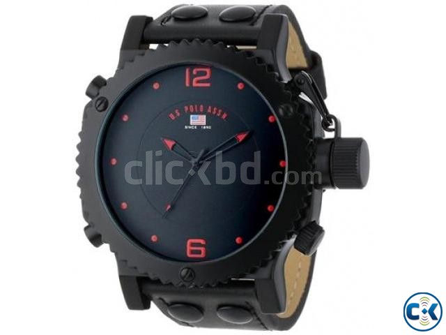 U.S. Polo Assn. Classic Men s Black Analog Leather Strap Wat large image 0