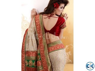 Beautiful Beige Saree - Code Shimmer 4631