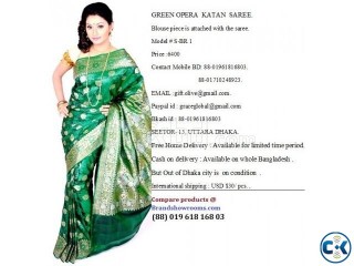 GREEN OPERA KATAN SAREE.