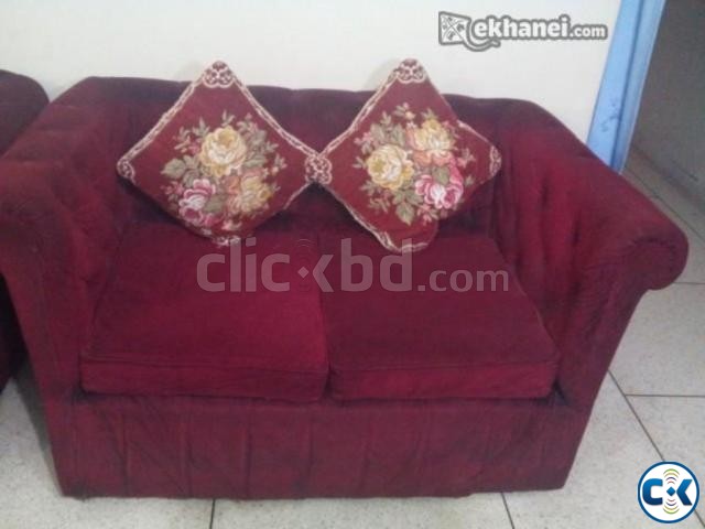 3 Red Velvet 2 Sitter Sofa Set large image 0