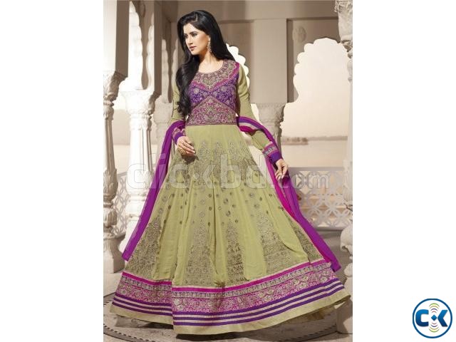 Ravishing mahendi floor length anarkali suit large image 0