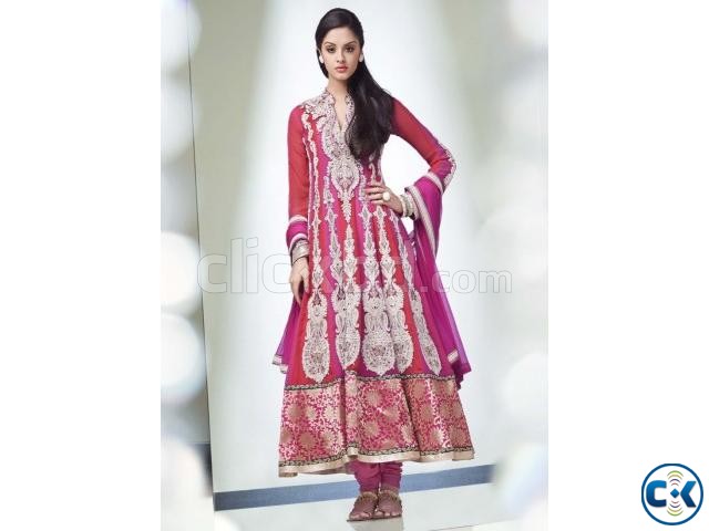 Stunning red magenta wedding anarkali suit large image 0