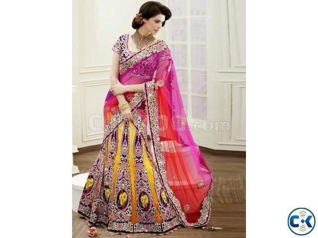 Classy net and satin lehenga choli large image 0