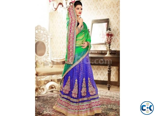 Buy salwar kameez online breezy blue and green lehenga choli large image 0