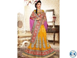 Buy salwar kameez engrossing yellow and pink lehenga choli