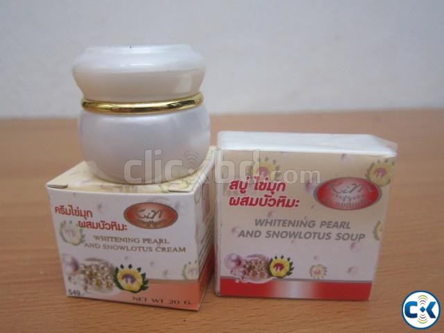 Whitening Pearl Snowlotus Beauty Cream Soap Set large image 0