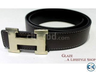 Brown Hermes Belt with golden H