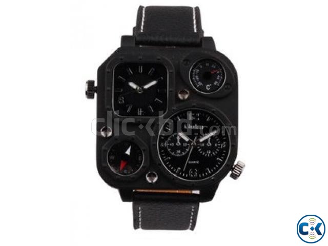 Oulm Men Watch with Double Movt Compass Thermometer Square D large image 0