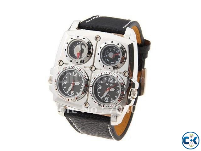 Oulm Men Watch with Double Movt Compass Thermometer Square D large image 0