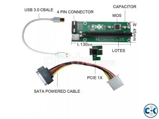 PCI-E 16X to 1X Adapter USB 3.0 Riser Cable