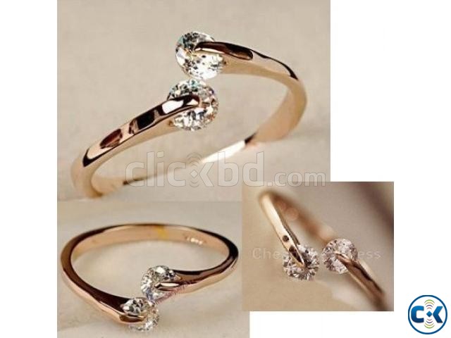 Crystal Engagement Wedding Band Ring 18K Rose gold Swarovski large image 0