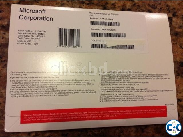 GENUINE Microsoft Windows 8 64-Bit Full Version large image 0