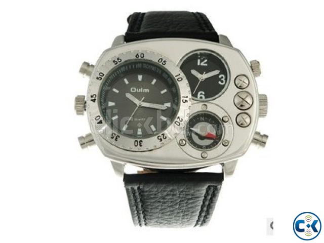 Oulm Men Watch with Double Movt Compass Thermometer Square D large image 0