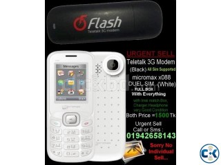 Urgently sell Micromax X088 Mobile Teletalk 3g Modem