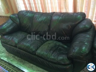 Black Leather Sofa Set