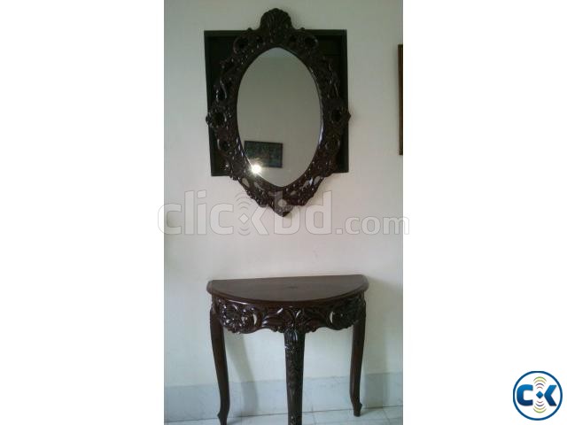 Wooden mirror with table large image 0