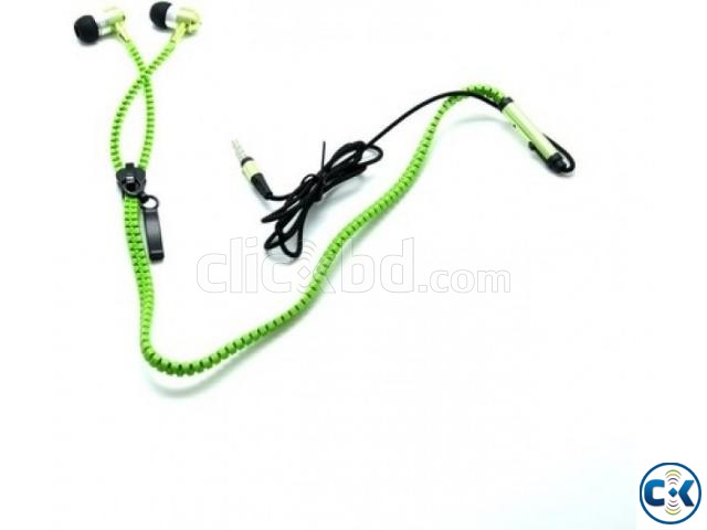 STYLISH ZIPPER HEADPHONE GREEN  large image 0
