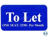 TO LET FOR ONE SEAT