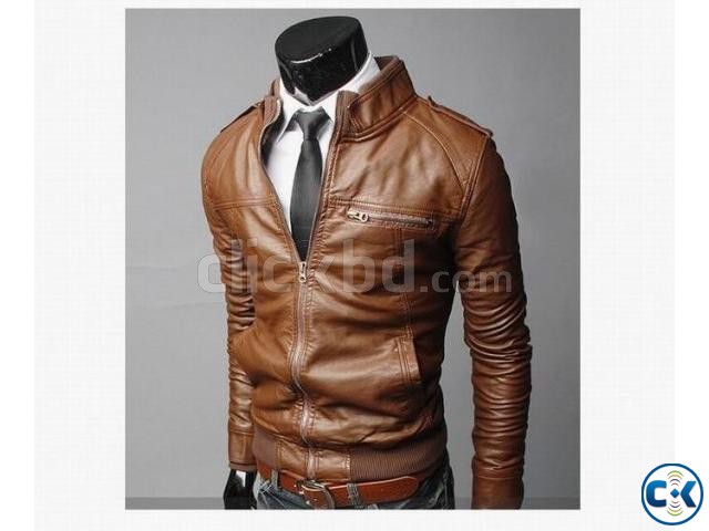 Brown PU Leather Jacket large image 0