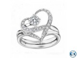 Heart Shaped Diamond Silver Ring